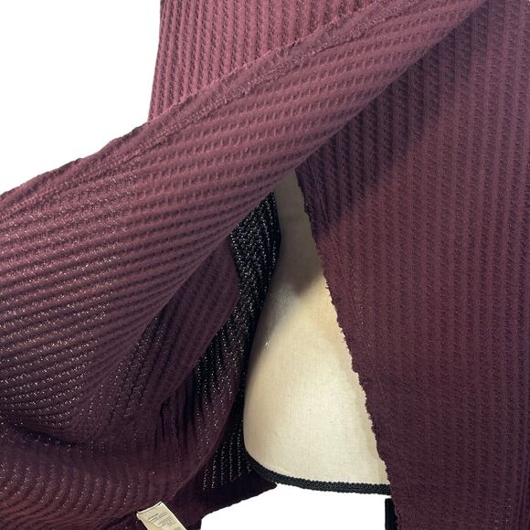 Free People Small Thermal Top Juicy Cowl Neck Split Back Long Sleeve Date Night - Picture 8 of 13